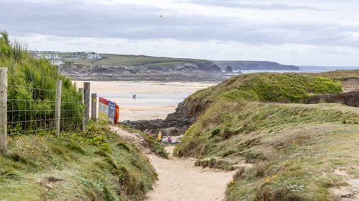 The South West Coast Path just beyond Tom Parsons' Hut, leading to Constantine Bay, Cornwall